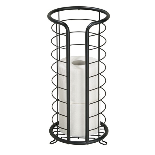 mDesign Metal Toilet Paper Holder Stand, Freestanding 3 Roll Reserve
